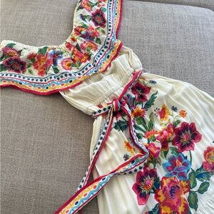 Flying Tomato Cream Maxi Dress with Floral Accents